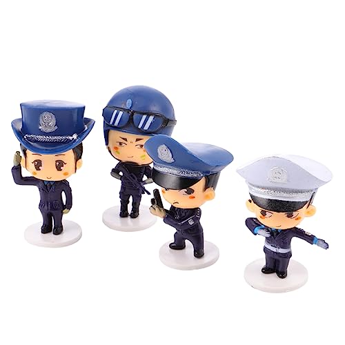 VALICLUD 4 Stück Polizei Figuren Torten Deko Cartoon Ornamente für Kindergeburtstag Party Supplies Wiederverwendbare Dekorative Figuren für Mädchen und Jungen von VALICLUD