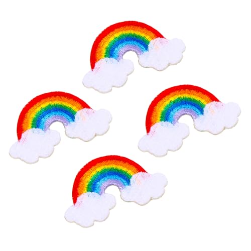 VALICLUD 4 Stück Teiliges DIY Regenbogen Stickerei Patches Selbstklebend Polyester Aufnäher für Kleidung Taschen Bücher zur Individuellen Gestaltung Modisch Bunt von VALICLUD