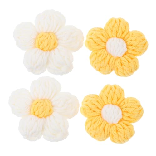 VALICLUD 4 Stück Teiliges Handgefertigte Chenille Blumenapplikationen in Weiß und Gelb Langlebige Kleidungs Taschen dekoration Vielseitige Nähzubehör für DIY mode und Accessoires von VALICLUD