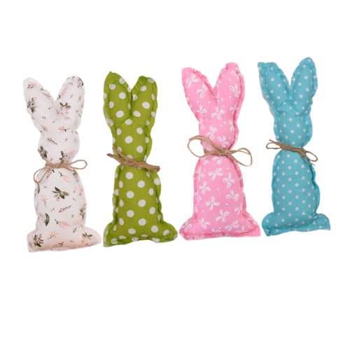 VALICLUD 4 Stück Teiliges Osterdeko Stoff Hasen Niedliche Osterhase Plüschfiguren Pastellfarben Dekorative Osterhasen für Wohnzimmer Schlafzimmer und Partygestaltung von VALICLUD