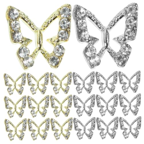 VALICLUD 40 Stück Schmetterlings Nagel Charms Glänzende Nail Art Dekoration aus Metall mit Strasssteinen für Kreative Nageldesigns für Hochzeiten Partys und Alltag VALICLUD 40 Stück Schmetterlings Nagel Charms Glänzende Nail Art Dekoration aus Metall mit Strasssteinen für Kreative Nageldesigns für Hochzeiten Partys und Alltag von VALICLUD