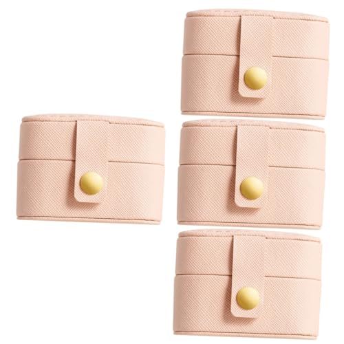 VALICLUD 4er-packung Schmuckkästchen Ringboxen Klein Mini Reisen Reise Schmuckschatulle Schmuckhalter Leder Rosa von VALICLUD