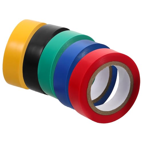 VALICLUD 5 Rollen Buntes Elektro Isolierband Rot Gelb Blau Grün und Schwarz Hochwertiges PVC Klebeband für Kabelmanagement und Reparaturen Flammhemmend und Vielseitig Einsetzbar von VALICLUD