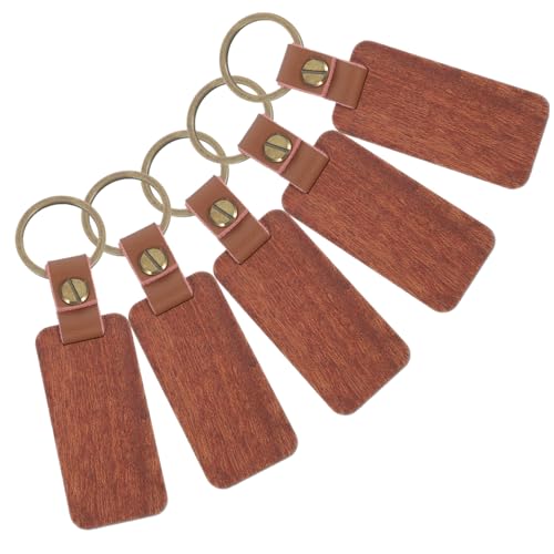 VALICLUD 5 Stück Holz Schlüsselanhänger Rohlinge zum Beschriften Gravieren DIY Leicht Robust mit Metallring Personalisierbar für Taschen Geschenke Reisegepäck für Zuhause und Büro von VALICLUD