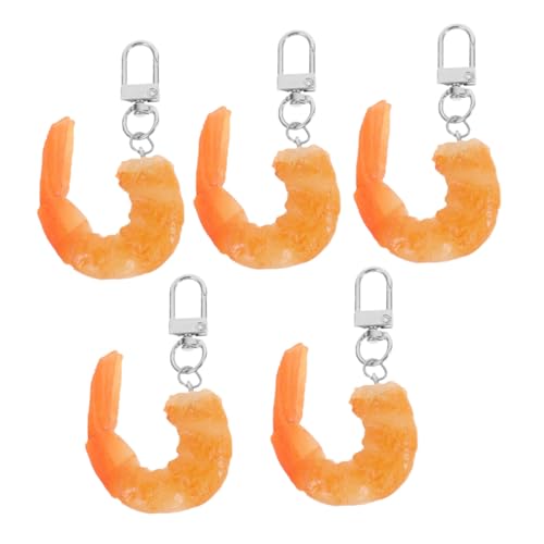 VALICLUD 5 Stück Kreativer Schlüsselanhänger mit Künstlichen Garnelen Anhänger Vielseitig als Taschen Schlüsseldeko Originelles Partygeschenk für Damen und Sommerurlaub von VALICLUD