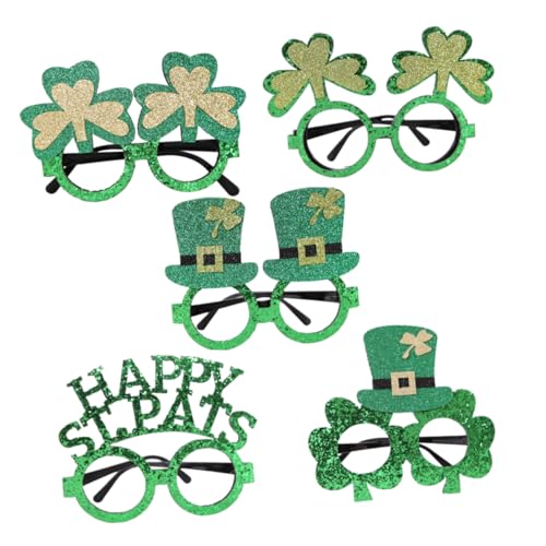VALICLUD 5 Stück Teiliges Grüne Patrick's Day Brillen mit Kleeblatt Design Dekorative Faschingsbrille für Kostümparty für Erwachsene und Festliches Irisches Partyzubehör VALICLUD 5 Stück Teiliges Grüne Patrick's Day Brillen mit Kleeblatt Design Dekorative Faschingsbrille für Kostümparty für Erwachsene und Festliches Irisches Partyzubehör von VALICLUD