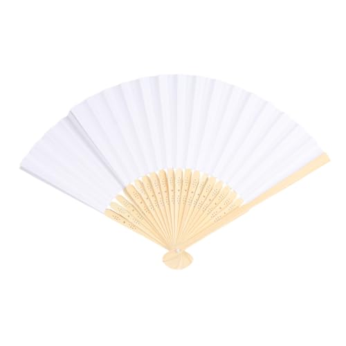VALICLUD 5 Stück Teiliges Weiße Faltbare Handfächer Chinesische DIY Malfächer für Leere Papierfächer zum Bemalen und Basteln Geschenkidee für Party und Kreativität von VALICLUD