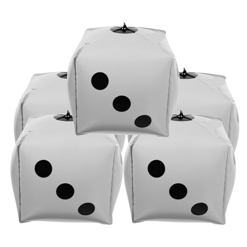 VALICLUD 5 Stück Würfel Form Aluminium Folienballons für Party Dekoration Spielkarten und Poker Themen für Unvergessliche Events und Feiern Mattem Weiß von VALICLUD