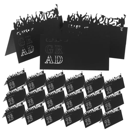 VALICLUD 50 Stück 2025 Sitzkarte für Feierlichkeiten Graduationsthema Place -Karten Abschluss Tischdekoration Abschlusstischdekor glückwunsch grad dekorationen Abschlusskarte Papier Black von VALICLUD