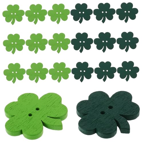 VALICLUD 50 Stück Holz Knöpfe mit Muster für Patrick's Day Dekoration Bastelprojekte Näharbeiten Langlebige Holzknöpfe für Festliche Diy Projekte Kreative Gestaltung von VALICLUD