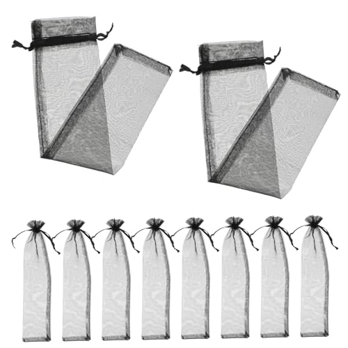 VALICLUD 50 Stück Netztasche geschenktüten kleine Schmuckbeutel Schmucktaschen Mini-Organzabeutel Faltpapierfächer aus Organzabeutel Tasche für Partygeschenke Stoff Black von VALICLUD