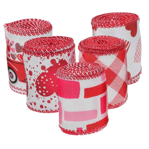 VALICLUD 5Rollen Valentinstagsbänder Herzmuster Geschenkband Für DIY Dekoration Zur Verpackung Von Geschenken Für Valentinstag Leuchtende Farben Und Glatte Textur VALICLUD 5Rollen Valentinstagsbänder Herzmuster Geschenkband Für DIY Dekoration Zur Verpackung Von Geschenken Für Valentinstag Leuchtende Farben Und Glatte Textur von VALICLUD