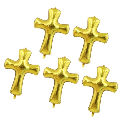 VALICLUD 5Stücke Aluminium Folienballons Kreuzform Shower Taufballons Festliche Dekoration Für Jungen Und Goldfarben Partybedarf von VALICLUD