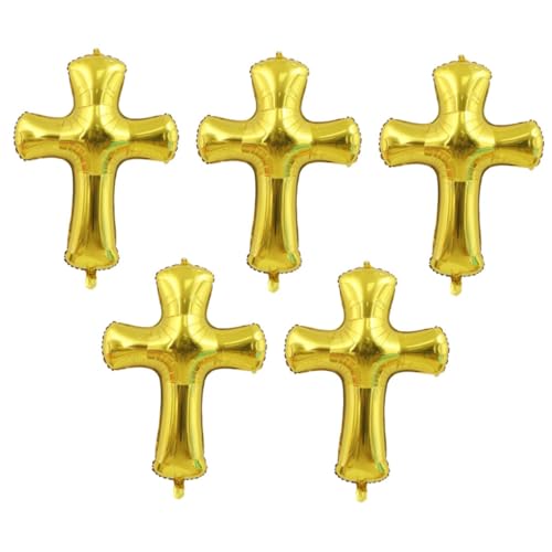 VALICLUD 5Stücke Kreuzförmige Folienballons Für Babytaufen Goldene Dekoration Für Kinderpartys Und Taufen Hochwertige Aluminiumfolie von VALICLUD