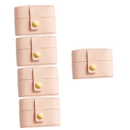 VALICLUD 5er-packung Schmuckkästchen Ringboxen Reisen Mini Klein Schmuckhalter Reise Schmuckschatulle Leder Rosa von VALICLUD