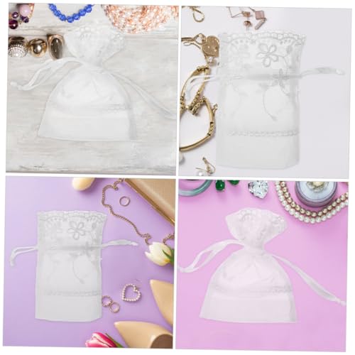 VALICLUD 5stücke Schmuckbeutel Mit Kordelzug Organzabeutel Mit Blumenmuster Netztaschen Für Partygeschenke Süßigkeitenbeutel Babypartybeutel Kosmetiktaschen Beutel Mit Kordelzug Schmuckbeut von VALICLUD