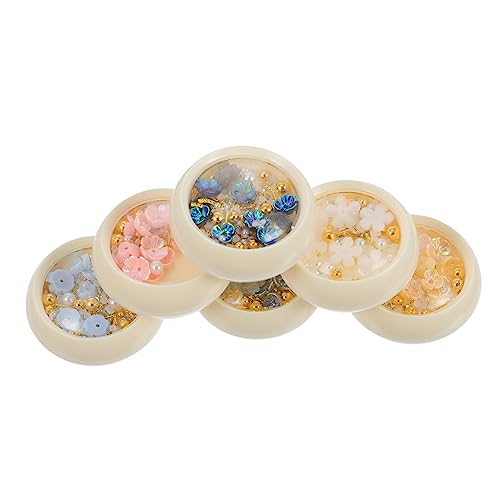 VALICLUD 6 Boxen Nail Art Charms aus Resin Kreative Nageldekoration mit Schmetterling Schleifen und Sternen Langlebige Nail Charms für DIY Maniküre von VALICLUD