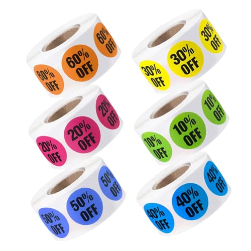 VALICLUD 6 Rollen Bunte Selbstklebende Rabattaufkleber Preisschilder für Einzelhandel und Supermärkte Runde Etiketten Vielseitig Einsetzbar Kartons Glas Papier VALICLUD 6 Rollen Bunte Selbstklebende Rabattaufkleber Preisschilder für Einzelhandel und Supermärkte Runde Etiketten Vielseitig Einsetzbar Kartons Glas Papier von VALICLUD