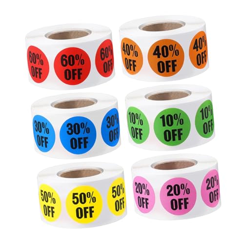 VALICLUD 6 Rollen Selbstklebende Prozent Rabatt Aufkleber Rabattetiketten Runde Verkaufsaufkleber Für Supermarkt Kartons Glas Papier Vielseitige Rabattmarkierungen VALICLUD 6 Rollen Selbstklebende Prozent Rabatt Aufkleber Rabattetiketten Runde Verkaufsaufkleber Für Supermarkt Kartons Glas Papier Vielseitige Rabattmarkierungen von VALICLUD