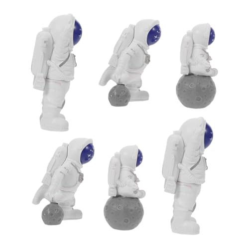 VALICLUD 6 Stück Astronaut Resin Figuren Weltraum Dekoration für Kuchen und Desktop Leichte Wiederverwendbare Miniatur Modelle für Kindergeburtstag Shower und Space Party Favor von VALICLUD