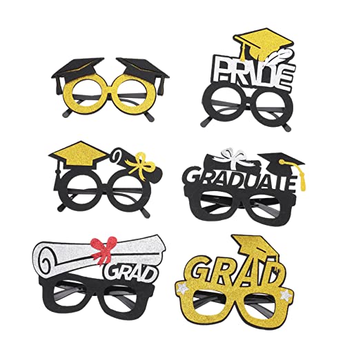 VALICLUD 6 Stück Brille Für Die Abschlusssaison Gefälligkeiten Für Abschlussfeiern Fotoautomat Partyzubehör 2022 Abschlussfeier Brille Kinderbrille Fotobrille Abschlussbrille Plastik von VALICLUD