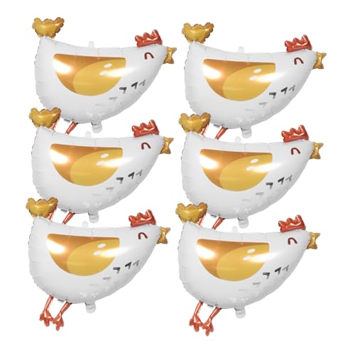 VALICLUD 6 Stück Farm Themen Aluminiumfolie Ballon Deko für Kindergeburtstag und Babyparty Niedliche Hühnermuster für Jede Feier von VALICLUD