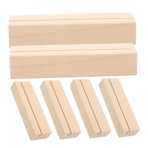 VALICLUD 6 Stück Geschäftskartenhalter Stand Visitenkartenständer für den Schreibtisch Tischnummern stehen Kartenhalter stehen Holzsockel Notizkartenhalter aus Holz Bilderhalter Buche Beige von VALICLUD