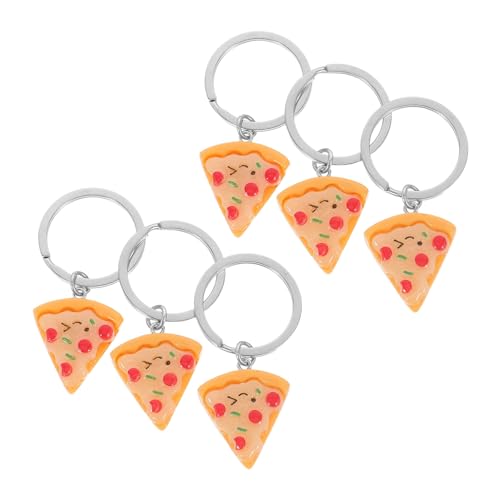VALICLUD 6 Stück Pizza -schlüsselbundkette Realistisches Spielfutter Simulierter Lebensmittelschlüsselbund Geldbeutel-anhänger Pizza-gastgeschenke Faux-food-schlüsselanhänger Harz von VALICLUD
