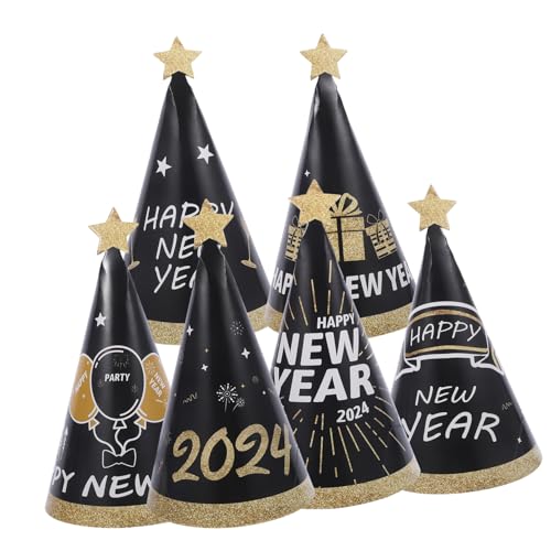 VALICLUD 6 Stück Teiliges Neujahrs Papierhüte Schwarz Gold Metallic Leichte Partyhüte aus Robustem Papier und Bequem für Erwachsene Dekoration und Fotorequisiten VALICLUD 6 Stück Teiliges Neujahrs Papierhüte Schwarz Gold Metallic Leichte Partyhüte aus Robustem Papier und Bequem für Erwachsene Dekoration und Fotorequisiten von VALICLUD