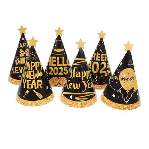 VALICLUD 6 Stück Teiliges Neujahrsparty Papierkegel Hüte mit Elastischem Band Goldglitzernde Partyhüte für Silvesterfeier und Festliche Fotorequisiten VALICLUD 6 Stück Teiliges Neujahrsparty Papierkegel Hüte mit Elastischem Band Goldglitzernde Partyhüte für Silvesterfeier und Festliche Fotorequisiten von VALICLUD