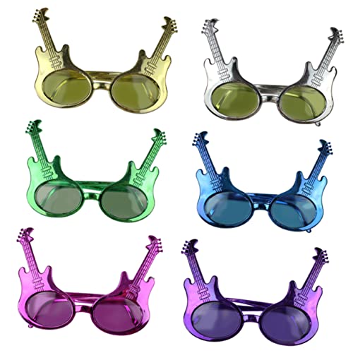 VALICLUD 6 Stück Teiliges Partybrillen mit Lustigem Gitarren Design Dekorative und Sichere Kunststoffbrillen als Foto Requisiten für Karneval Musikfestivals Maskeraden und Zufällige Farbe von VALICLUD
