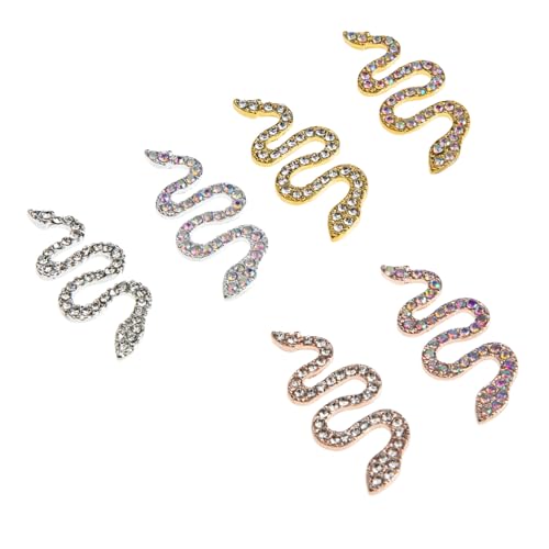 VALICLUD 6 Stück Teiliges Schlangen Nagel Strasssteine Metall Nail Art Dekorationen in Silber Gold und Roségold mit Weißen und Ab Kristallen DIY Nagelschmuck für Stilvolle Nagelkunst von VALICLUD