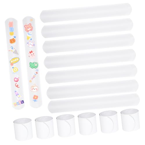 VALICLUD 60 Stück Teiliges DIY Weiße Slap Armbänder Armband Bemalen Kindergeburtstag Mitgebsel Klatschband mit Glatter Oberfläche Sicher für Jungen Mädchen und Erwachsene von VALICLUD