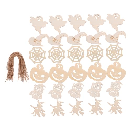 VALICLUD 60 Stück Teiliges Halloween Bastelset Holzanhänger Unbehandelt Hohlgeschnittene Geister Kürbisse Hexen DIY Bastelmaterialien Leichtes Holz für Kreative Partydekorationen VALICLUD 60 Stück Teiliges Halloween Bastelset Holzanhänger Unbehandelt Hohlgeschnittene Geister Kürbisse Hexen DIY Bastelmaterialien Leichtes Holz für Kreative Partydekorationen von VALICLUD