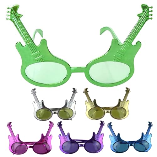 VALICLUD 6Stücke Gitarren Design Partybrillen Lustige Streich Brillen Einzigartige Party Deko Brillen für Festivals und Geburtstagsfeiern Leicht und Tragbar von VALICLUD
