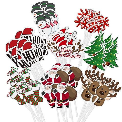 VALICLUD 72st Weihnachtskuchen Picks Weihnachts-cupcake-topper Weihnachtskuchen-picks Weihnachtskuchen Topper Weihnachtseinlagen Weihnachtsbaum-cupcake-topper Weihnachten Dekorationen von VALICLUD