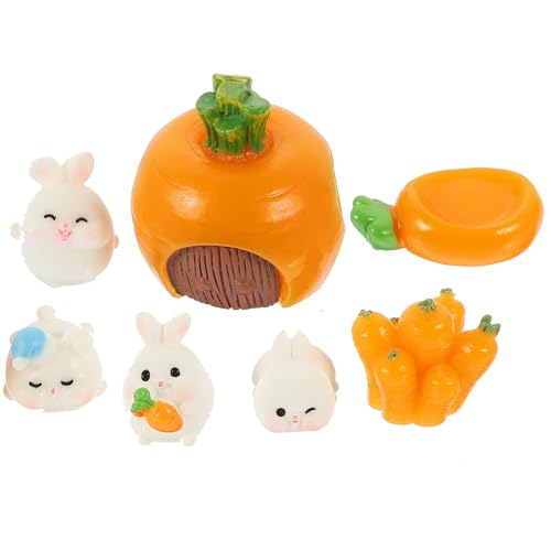 VALICLUD 7Stücke Miniatur Kaninchen Dekoration Teiliges Harzfiguren für Feengärten und Zuhause für Sukkulenten und Tischdekoration von VALICLUD