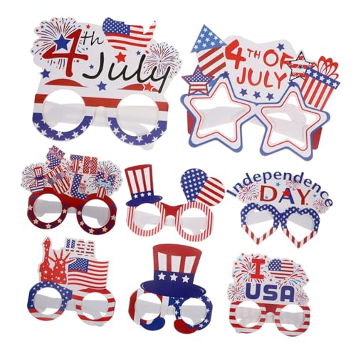 VALICLUD 8 Stück Teiliges Independence Day Partybrille aus Papier Patriotische Amerikanische Foto Requisiten Lustige Partybrille mit Stabilem Rahmen für Feiern und von VALICLUD