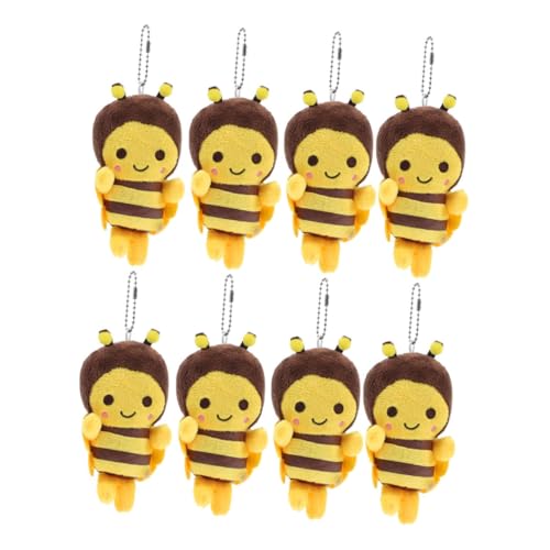 VALICLUD 8 Stück Teiliges Plüsch bienen anhänger Süße Kleine Stofftier Schlüsselanhänger Weiche Kuscheltier Dekoration für Taschen Rucksäcke Schlüssel für Partys und Sammler von VALICLUD