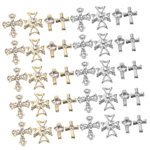 VALICLUD 80 Stück Legierungsknotenschmuck Nagelkreuz Nagelschmuck Und Charms Kreuzanhänger Für Nägel Nagelstein Nagel Charme Nagel Kreuz Charms Gold Nagel Edelsteine Strasssteine von VALICLUD