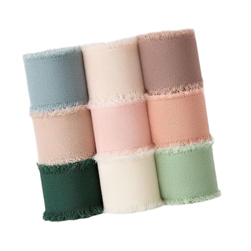 VALICLUD 9 Rollen Band Weiß farbig Farbe Organza Kränze Blume Einladung rustikal Kampf Stoff Chiffonbänder bunte Bänder Geschenkverpackung Chiffon-Geschenkpapier Seidenbänder von VALICLUD