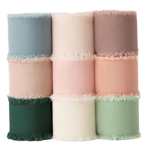 VALICLUD 9 Rollen Satinband Handwerk Kranz Party Blau Rustikal Seidig Stoff Band Zum Verpacken Basteln Farbig Blumen- Farbe Einladung Seide Braut- Chiffon von VALICLUD
