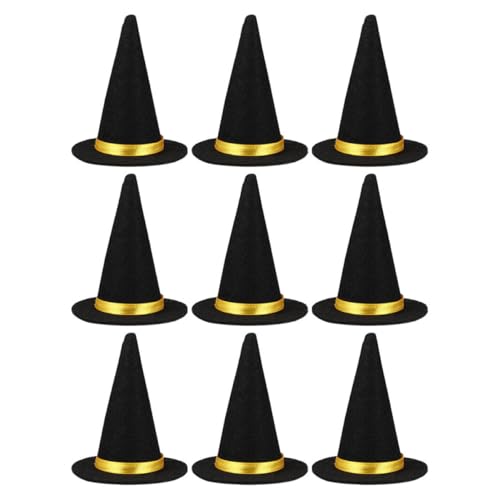VALICLUD 9 Stück Mini-hexenhüte Aus Filz, Halloween-weinflaschenaufsätze, Party-dekorationen Für Heimwerker, Basteln, Halloween-partygeschenke, Tischdekorationen, Schwarz von VALICLUD