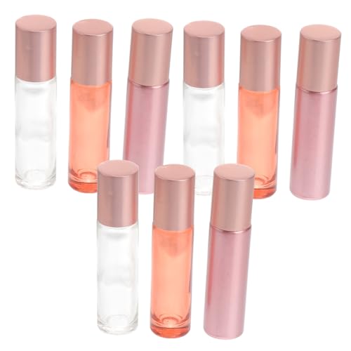 VALICLUD 9Stücke Teiliges Nachfüllbare Ätherische Rollflaschen Praktische Glasflaschen Roségold für Aromatherapie und Duftöle Tropfsicher und Einfach zu Verwenden von VALICLUD