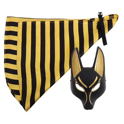 VALICLUD Ägyptische Anubis Maske mit Vintage Kopftuch Halloween Cosplay Prop für Erwachsene Retro Masquerade Ball Zubehör für Faschings und Kostümpartys VALICLUD Ägyptische Anubis Maske mit Vintage Kopftuch Halloween Cosplay Prop für Erwachsene Retro Masquerade Ball Zubehör für Faschings und Kostümpartys von VALICLUD