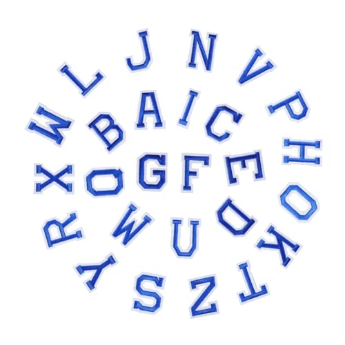 VALICLUD Buchstaben-Aufnäher Zum Aufbügeln 26 Stück Bestickte Buchstaben-Aufnäher A-Z-Aufnäher Abzeichen Zum Aufnähen Für Jacken Applikationen Kleidung Kleider Hosen Hüte Jeans Dunkelblau von VALICLUD