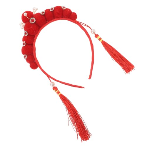 VALICLUD Chinesisches Stirnband mit Quasten und Roten Schmucksteinen Verstellbar für Neujahrsfeiern Bühnenauftritte und Rollenspiele Traditioneller Chinesischer Stil Komfortabel und von VALICLUD