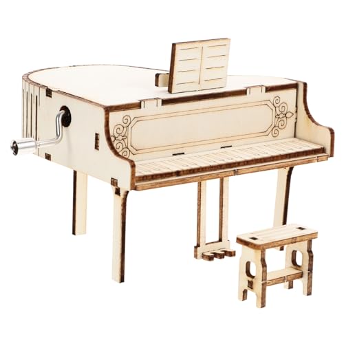 VALICLUD DIY Holz spieluhr Klavier Modell mit Handkurbel Melodische Klangspieluhr Dekoratives Desktop Ornament Tragbares Geschenk für Weihnachten und Wohnkultur von VALICLUD