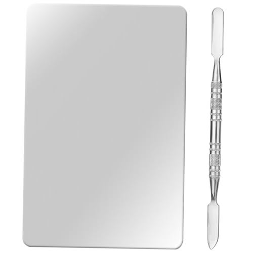 VALICLUD Edelstahl Make Up Mischpalette mit Spatel Kosmetische Palette zum Foundation Mischen und Nagelkunst Farben Blenden DIY Pigment Mischwerkzeug für Präzises Make Up von VALICLUD