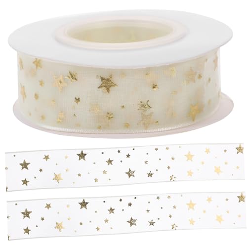 VALICLUD Feines Zuschneidbares Geschenkband aus Hochwertigem Seiden chiffon Breit Lang mit Goldenem Sternenmuster für DIY bastelarbeiten Festdekorationen Geschenkverpackungen und VALICLUD Feines Zuschneidbares Geschenkband aus Hochwertigem Seiden chiffon Breit Lang mit Goldenem Sternenmuster für DIY bastelarbeiten Festdekorationen Geschenkverpackungen und von VALICLUD